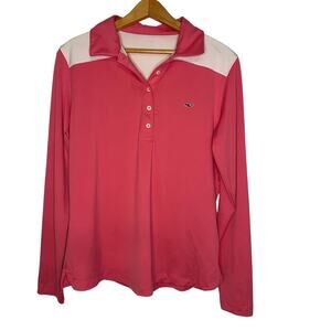 Vineyard Vines Womens Pink Long Sleeve Polo Golf Preppy Stretchy Size Medium